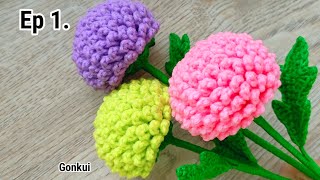 💗Ep1 Flower  Easy Crochet Ping Pong Chrysanthemum flower  Crochet Flower Bouquet crochetflower [upl. by Odrawde]