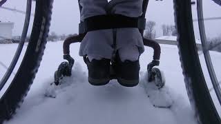 Wheelchair in the snow with WheelBlades [upl. by Laet]