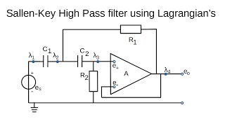 SallenKey High Pass Filter using Lagrangians [upl. by Eceinej408]