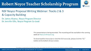 NSF Noyce Proposal Writing Webinar Tracks 2 amp 3 amp Capacity Building [upl. by Enriqueta492]