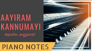 Aayiram kannumai Evergreen Malayalam song piano notes [upl. by Ahsotan]