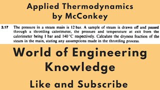 Calculate the dryness fraction of the steam Problem 317 Applied Thermodynamics by McConkey [upl. by Tynan]