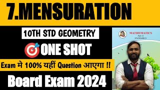 10th Std Geometry7MENSURATIONOne Shot VideoBoard Exam 2024Pradeep Giri Sir [upl. by Attelrac717]