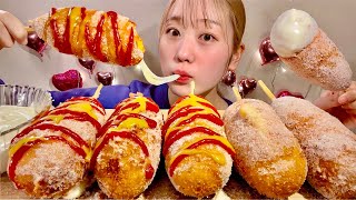 ASMR Cheesy Corn Dogs【Mukbang Eating Sounds】【English subtitles】 [upl. by Hadria]