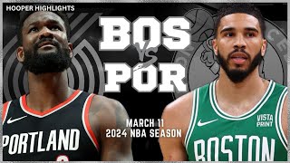 Boston Celtics vs Portland Trail Blazers Full Game Highlights  Mar 11  2024 NBA Season [upl. by Goraud]