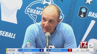 UNC baseball coach Forbes and shortstop Wilkerson speak after big win over LSU [upl. by Mariand]