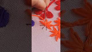 Lazy daisy Stitch embroidery lThreedimensional leaf hand embroidery How To Embroider 3D leaf [upl. by Shirberg246]