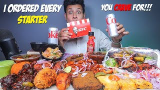 Starters Mukbang KFC Fried Chicken Tandoori Chicken Chicken Lollipop Paneer Tikka amp Manchurian [upl. by Kurys560]