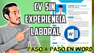 COMO CREAR UN CV SIN EXPERIENCIA LABORAL EN WORD  PASO A PASO [upl. by Fermin]