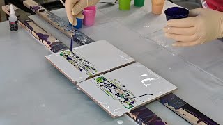 912 Smells like Spring  Double dip Acrylic pour  DIPTYCH painting for beginners  Fluid art [upl. by Galateah]