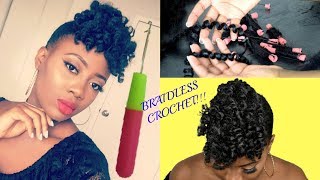 BRAIDLESS CROCHET BRAIDS  FRONT AFRO PUFF Natural Hairstyle w Marley Hair  TUTORIAL [upl. by Naitsabas]