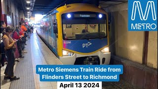 Metro Siemens Train Ride from Flinders Street to Richmond Full Trip [upl. by Eph934]