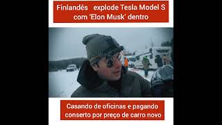 Finlandês dono de Tesla Model S explode o carro com Elon Musk dentro [upl. by Falk]