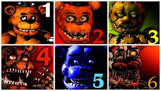 All FNAF Games Complete FNAF 1 2 3 4 5 6 Full Walkthrough [upl. by Chelsae283]