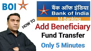 How to Add Beneficiary in Bank Of India BOI Mobile Banking  How Fund Transfer From BOI MBanking [upl. by Nagrom]