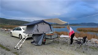 camping in a beautiful lake  with THULE Tepui Roof Top Tent  cooking with SEATOSUMMIT [upl. by Acinorav813]