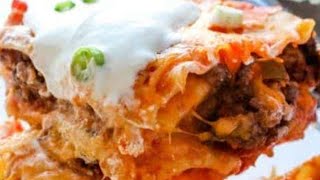 Easy Taco Lasagna Made with Tortilla Shells Yummy Its So Good [upl. by Laiceps422]