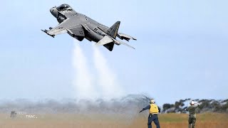 Incredible Skills of US AV8B Harrier II Pilots Showcase Insane Jumps [upl. by Ahsitra146]