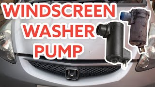 Windscreen washer not working pump Replacement Honda Jazz  Honda Fit 20022008 [upl. by Taveda23]