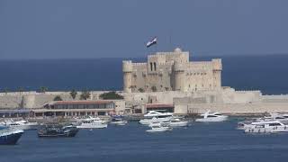 Qaitbay Citadel and White amp Blue Greek Nautical Club seen from a distance [upl. by Arhat461]