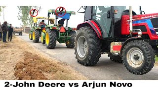 2 John Deere vs Arjun Novo friendly tractor tochan video by Nishu Deshwal [upl. by Orgalim]