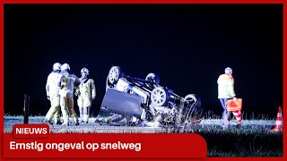 Ernstig ongeval op snelweg bij Wachtum traumahelikopter ter plaatse [upl. by Livi78]