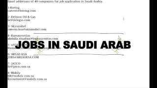 Jobs in Saudi Arab by email addresses [upl. by Orapma105]