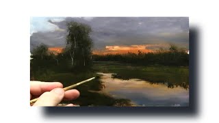 Painting a landscape in oil Beginners painting lesson Narrated Step by Step [upl. by Einohtna619]