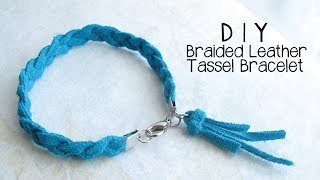 DIY Braided Leather Tassel Bracelet Jewelry Making Tutorial [upl. by Volny]