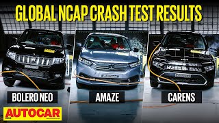 Global NCAP crash test results  Mahindra Bolero Neo Honda Amaze and Kia Carens  autocarindia1 [upl. by Schwing442]