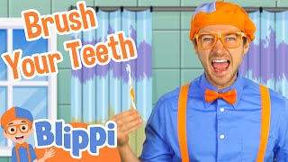 Brush Your Teeth Song Blippi  Sing Along With Me  Moonbug Kids [upl. by Esekram]