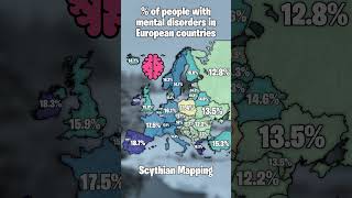 of people with mental health disorders in European countries 🧠 map mapping geography [upl. by Frodi]