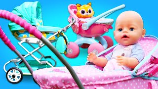 A stroller for baby Annabell doll Baby Born doll videos for kids Baby doll strollers [upl. by Nosdivad]