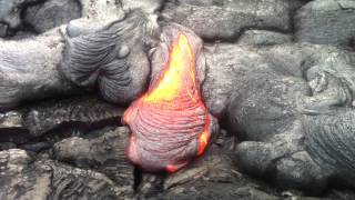 Glowing basaltic lava and forming pahoehoe [upl. by Hairim365]