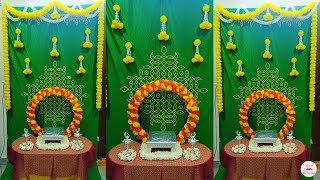 Varamahalakshmi Decoration IdeasDIYQuick Pooja Backdrop DecorationGanpati Decoration Ideas [upl. by Suckow12]