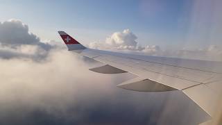 LOVELY WING VIEW  Swiss Airbus A220100 Gorgeous Morning Takeoff at Stuttgart Airport [upl. by Aerdnahc]