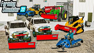 SNOWSTORM RESCUE PLOWING ELMCREEK CITY  FARMING SIMULATOR 22 [upl. by Ogdon]