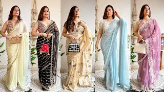 Amazon Festive Wear Saree Haul Upto 90 Off  Designer Partywear Sarees  Rakhi Sarees  Mahima Giri [upl. by Bunce636]