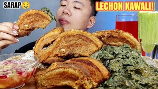 CRISPY LECHON KAWALI WITH LAING MUKBANG  Perfect Combination  Pinoy Mukbang  Mukbang Philippines [upl. by Lenad]