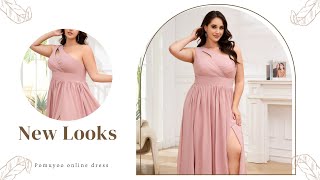 POMUYOO  Chic One Shoulder Ruched Chiffon Plus Size Bridesmaid Dresses [upl. by Eillas]