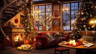 Warm Christmas Jazz Music in Cozy Christmas Coffee Shop Ambience 🎄 Crackling Fireplace for Relax [upl. by Trotta]