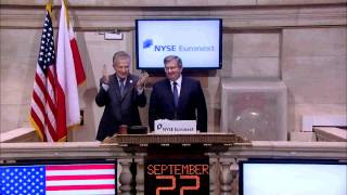 22 September 2011 President of the Republic of Poland rings the NYSE Opening Bell [upl. by Feerahs]