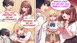 Manga Dub Two girls ask me to pretend to be their girlfriend but is this considered cheating [upl. by Einnep]