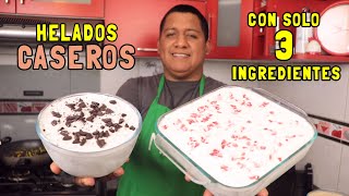 HELADO casero con 3 INGREDIENTES y de 3 SABORES Sin Máquina ¡Receta Super fácil y Barata🍧😍🍨 [upl. by Remot]