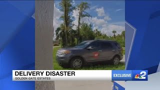 LaserShip delivery driver caught on camera damaging front yard and throwing package [upl. by Anisirhc]