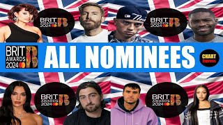 BRIT AWARDS 2024  ALL NOMINEES  44th Brit Awards  March 02 2024  ChartExpress [upl. by Milinda]