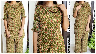 Latest Round Collar Kurti Cutting And Stitching  Very Easy Tutorial Video Step By Steps [upl. by Roche]