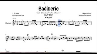 Badinerie Partitura de Clarinete en Mi menor Sheet Music for Clarinet E minor [upl. by Eaj]