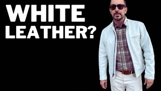 Schott 641 Leather Jacket Review  White Leather [upl. by Bonns463]