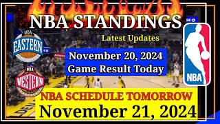 NBA STANDINGS TODAY as of November 20 2024  GAME RESULTS  NBA SCHEDULE November 21 2024 [upl. by Orelee]